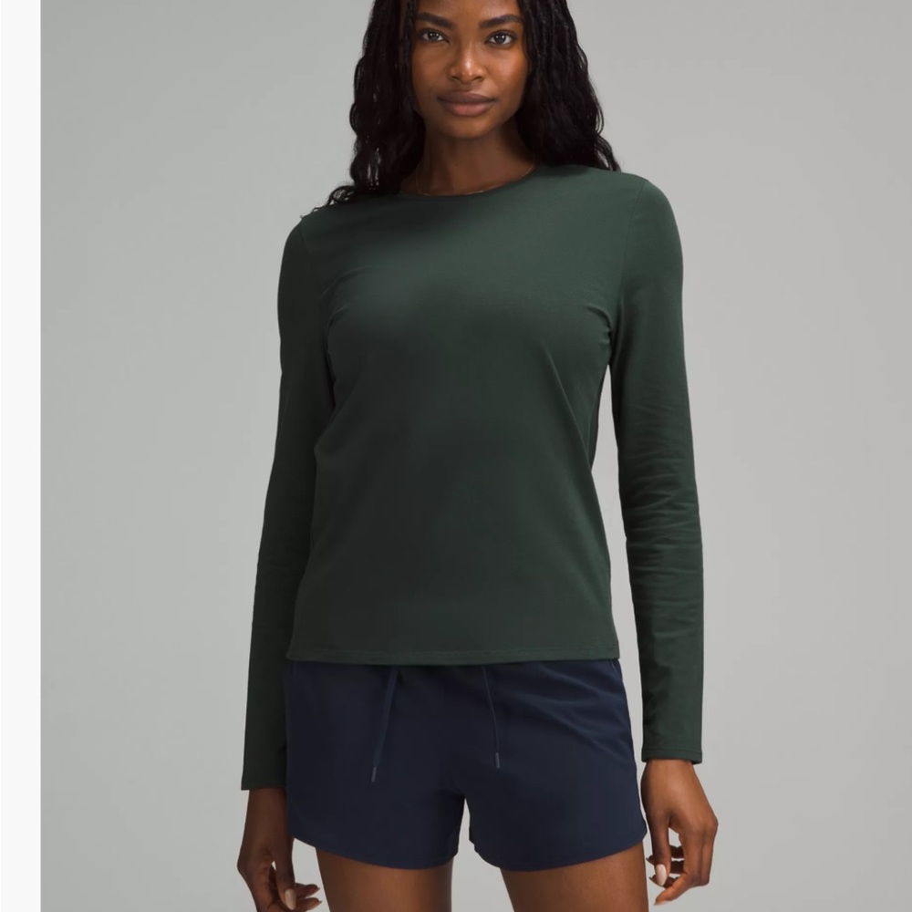 Lululemon Organic Cotton Crewneck Long Sleeve-Legacy Green